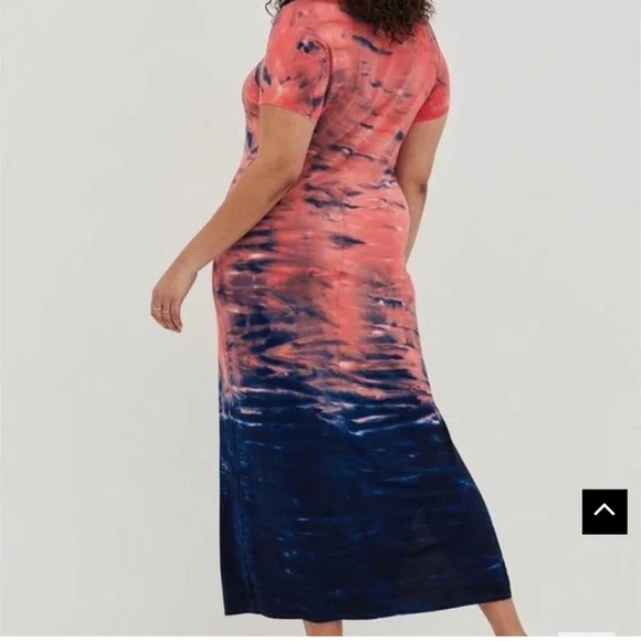 Torrid short sleeve maxi coral ombre side slit - Picture 3 of 6